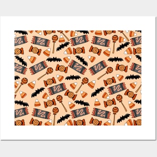 Orange and Black Spooky Halloween Candy Pattern, made by EndlessEmporium Posters and Art